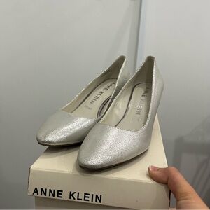 Anne Klein Shimmering Silver Heels